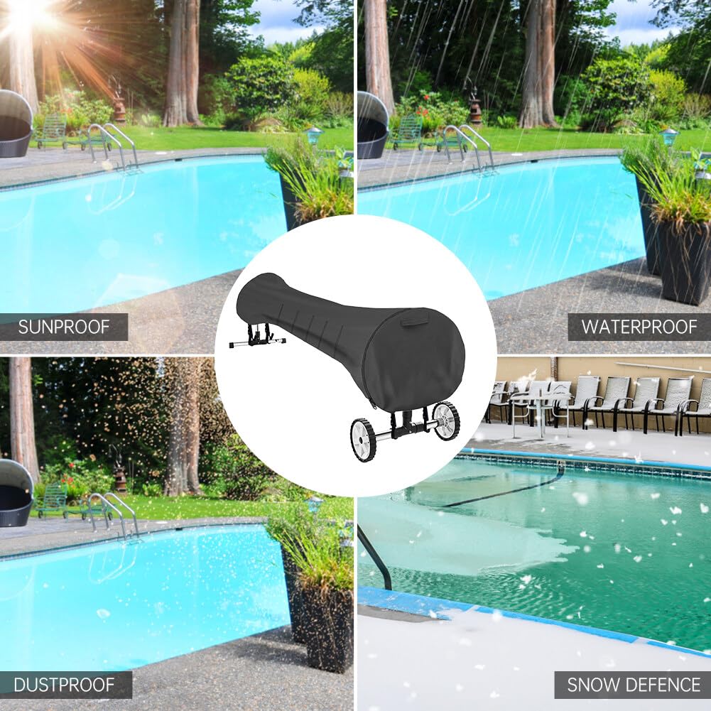 Swimming Pool Solar Reel Cover 18Ft 210D Oxford Fabric Waterproof Pool Solar Protective Blanket