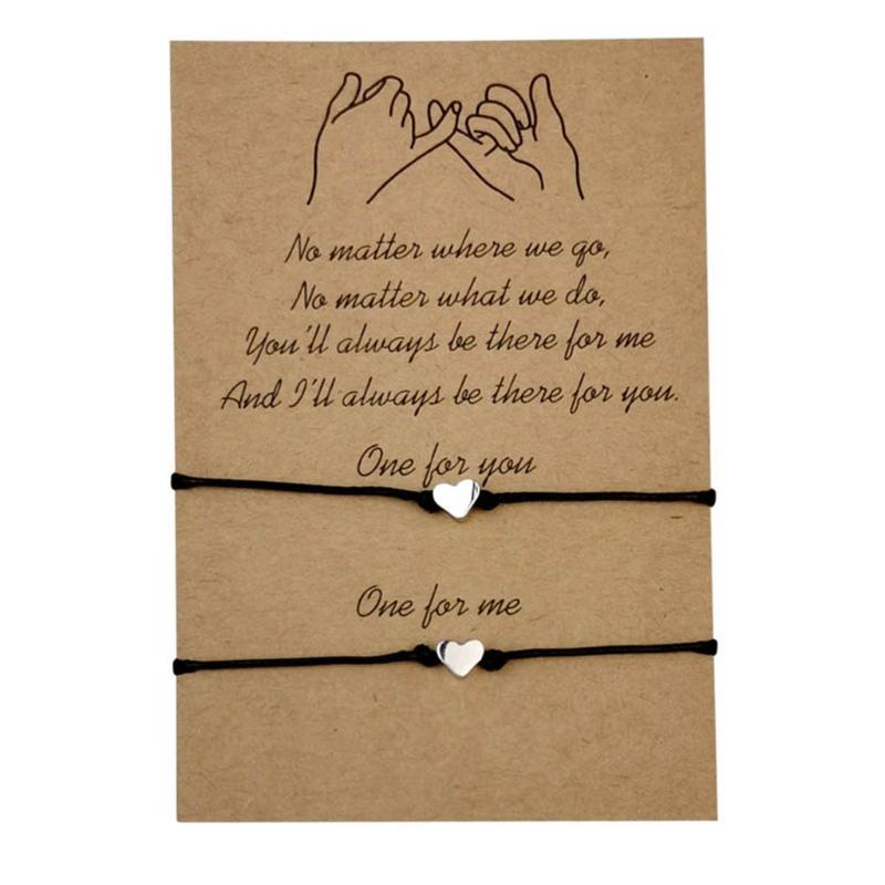 2pcs Sister Couple Bracelet Matching Heart Bracelets Jewelry Gift for Sister Women Birthday Presents for Girlfriend