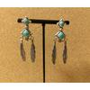 Used Navajo Running Bear Studio Turquoise Feather Earrings