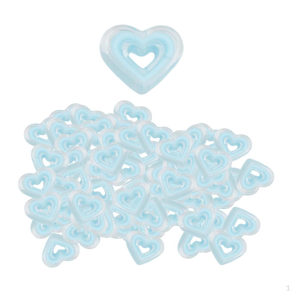 80 Acrylic Heart Beads for Craft Projects, Loose Spacer Jewelry