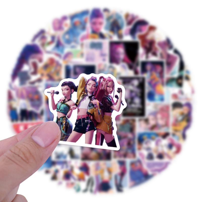 55Pcs Cartoon Anime Kpop Demon Hunters Stickers Diy Stickers Scrapbooking Phone Luggage Skateboard Waterproof Decorative Sticker