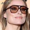  Vintage Double Bridges Pilot Women Sunglasses Fashion Square Black Tea Shades UV400 Men Sun Glasses