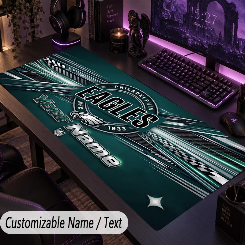 Large Mouse PadPhiladelphia Eagles Custom Name Text Personalized Desk Mat Non Slip Gaming Pad
