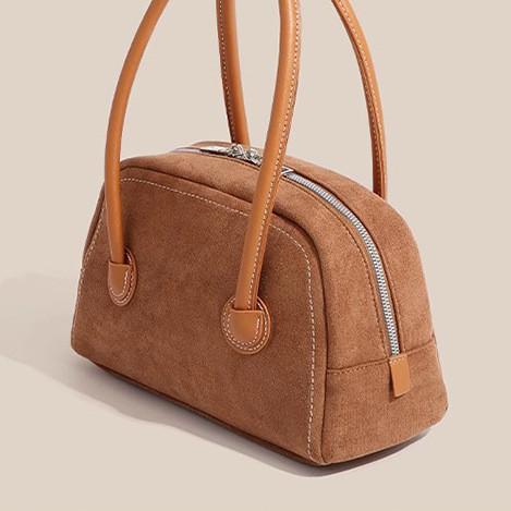 IELGY Autumn Winter Bowling Bag Boston Bag Suede Pillow Bag