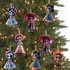 Reusable Halloween Decoration Day of The Dead Hanging Skeleton Decoration, 2D Flat Wooden Of Decor Ornament with Dress for Tree Mexican Holiday Party