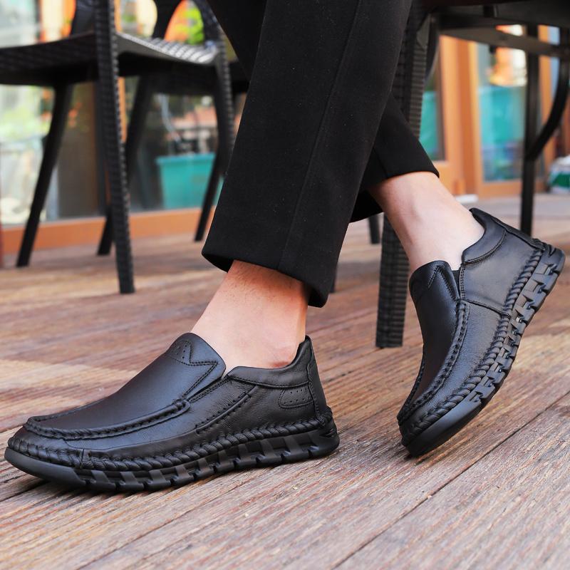 Luxury Leisure Walk Dress Shoe Genuine Leather Men Casual Shoes High Quality Man Loafers Breathable Formal Men Slip on Flats