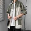 Men's Trendy Color Block Short-Sleeve Shirt - Hong Kong & Korean Style