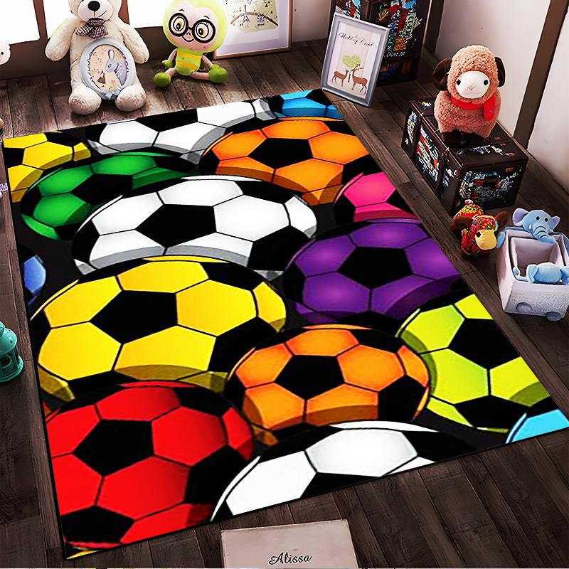 Colorful Soccer Balls Design Rug Non-slip rug suitable for living room and bedroom sofas
