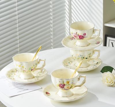 Tazza da Tè Pomeridiano e Piatto in Ceramica con Fiori Piccoli Francesi Phnom Penh Vintage