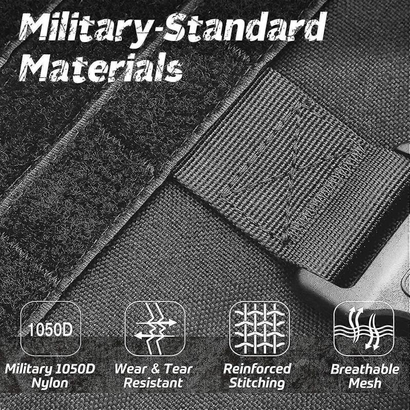 Taktisches Hundegeschirr und 1,2 m Bungee-Leine, Militärisches Hundegeschirr-Set für große und mittelgroße Hunde, Jagd, Training - -