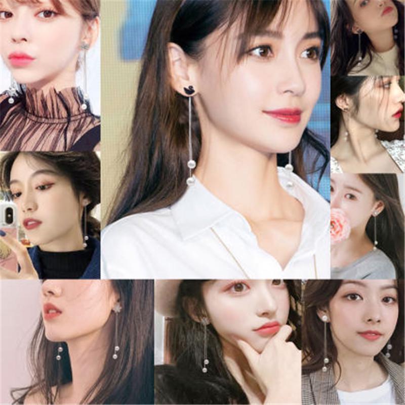 Korean Style Asymmetrical Pearl Tassel Earrings with S925 Silver Needle