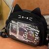 Katzen Schule Schwarzer Rucksack Ita Tasche Damen Neu Harajuku PU Leder Lolita Y2k Rucksäcke Damen Süß Niedlich Einfarbig Mochilas Ästhetisch