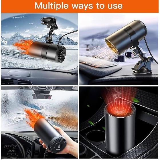 Car Heater, Windshield Defogger And Defroster, 12V 150W Portable Car Heater, Fast Heating And Cooling Car Heater, Plug-In Car Heaters (Black)