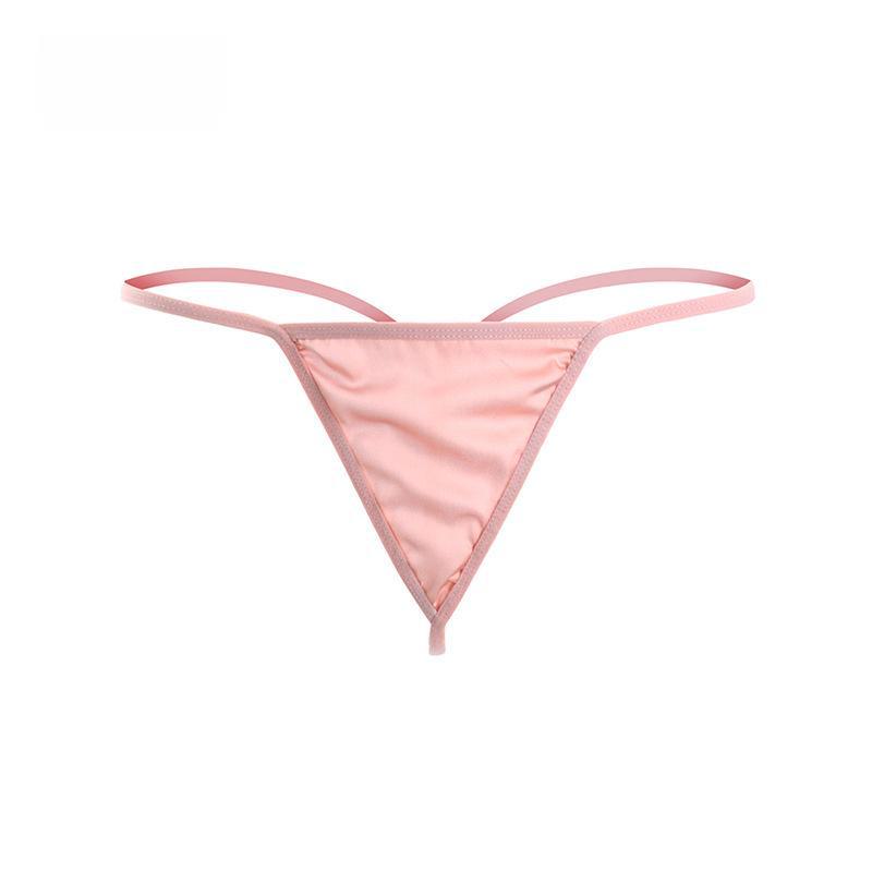 Guiruo Dame Satin Thong - Sexy, Lav midje, Tynn stropp, Ensfarvede truser P28