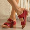 Fashion Vintage Slip On Soft Sole Wedge Heels Sandals Women Metal Buckle Decoration Slippers Women 2025 Casual Driving Beach Shoes