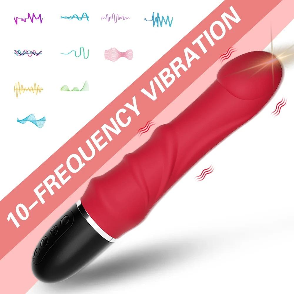 10 Modes Strong Motor Realistic Soft Silicone Dildo Vibrator - Intense G-Spot & Clitoral Stimulation Adult Masturbator for Women