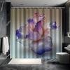 Glass Flower Shower Curtain Set - Purple & White Gradient, Elegant Art Style, Polyester Fabric, Modern Bathroom Decor