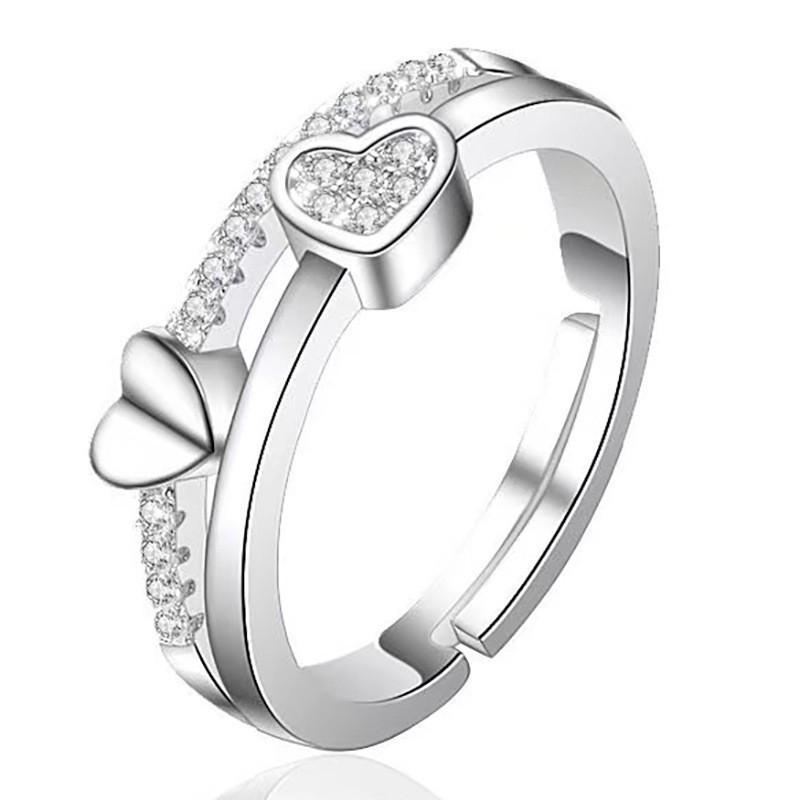 Korean Style Double Heart Women s Ring - Fashionable, Hot-Selling, Heart-Shaped & Openable Design