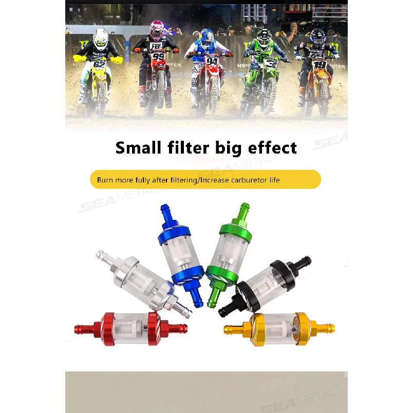 SEAMETAL Universal 8mm Gas Fuel Filter CNC Aluminum Alloy Glass Gas Fuel Gas Oil Filters for Motorcycle Dirt Pit Bike ATV Quad