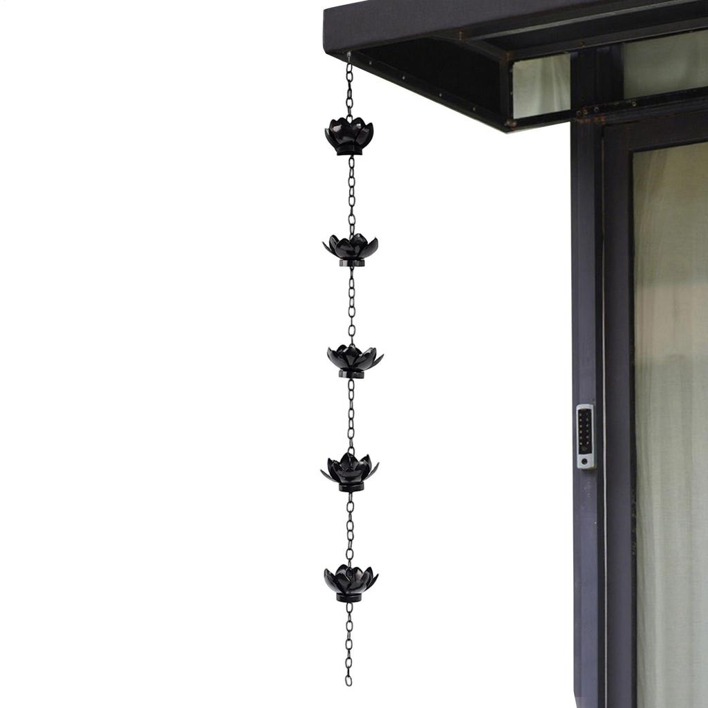 Outdoor Iron Lotus Rain Chains Decorative Flower Shape Gutter Chain Downspout For Home Exterior Garden Yard Landscape