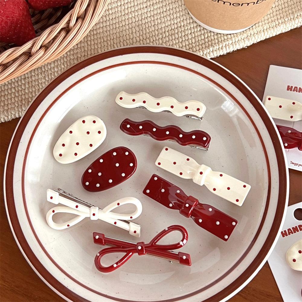 4Pcs Retro Polka Dot Bow Hair Clip  Versatile Hair Accessories For Girls