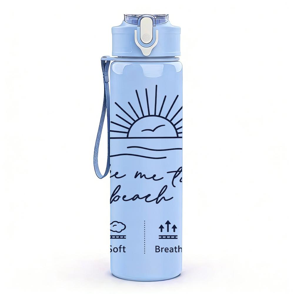 1PC Take Me To The Beach Sun 750ml Color Plastic Sports Water Bottle Leakproof Flip Straw Lid Suitable for Sports Office Home Use