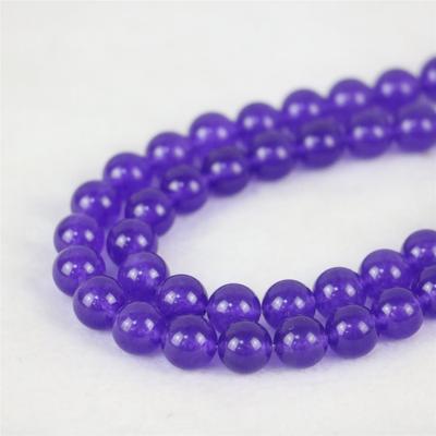 8mm/10mm Natural Round Purple Jades Amethystine Quartz Chalcedony Stone Loose Beads Women Girls DIY Jaspers Accessories for Jewelry Making Design