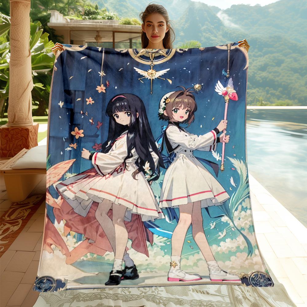 C-Cardcaptor Sakura Cute Cartoon Girl Print Blanket.Comfortable Flannel,Bedroom,Sofa,Bed,Chair,Gift,Picnics,Trips,Camp,Blankets.