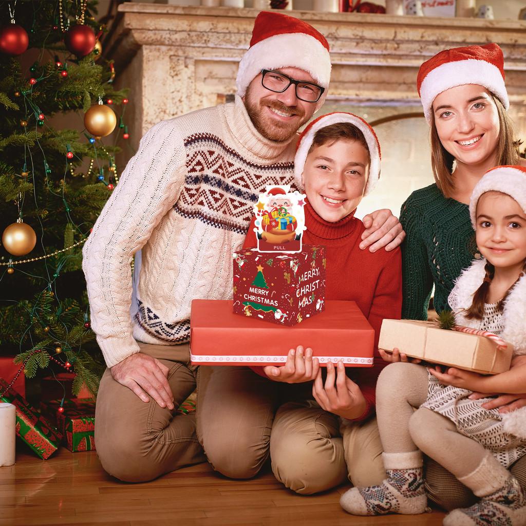 Claus Red Santa Pattern Paper Gift Box Christmas Decoration Atmosphere Prop