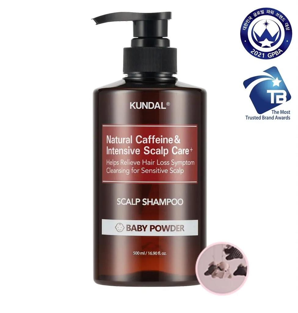 KUNDAL Natural Caffeine & Intensive Scalp Care+ Scalp Shampoo 500mL #Baby Powder