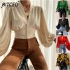 BITCED Women's Fashion Casual Long Sleeve V Neck Blouses & Shirts International design