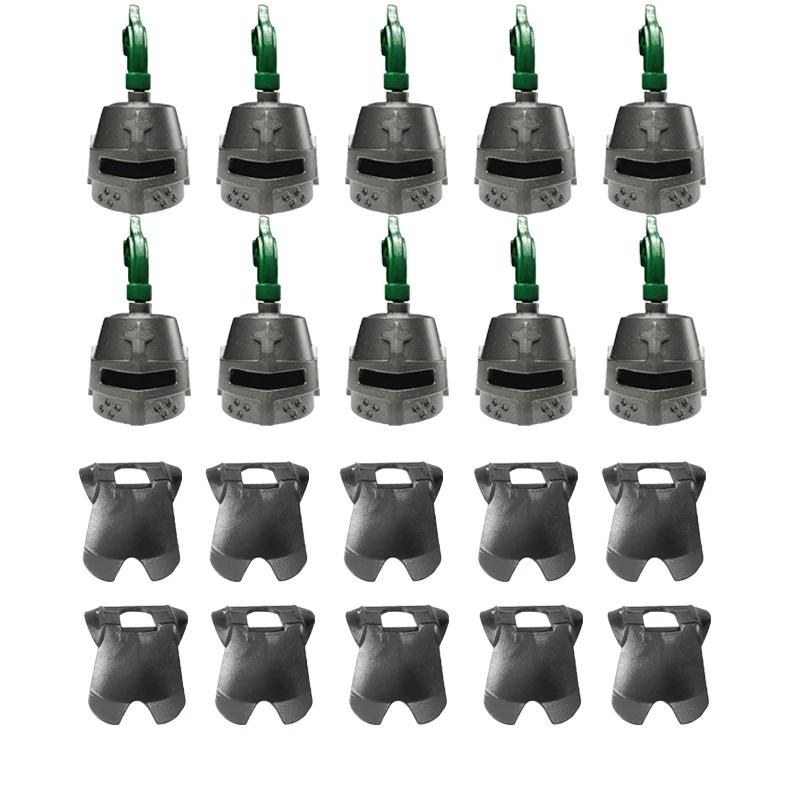MOC Medieval Military Building Blocks Weapon Figure Accessories Shoulder Armour Helmet Bow Cape Hat Sword Brick Toy Gift X038