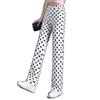 Polka Dot Print Elastic Waist Straight Leg Pants - Summer 2025 Slimming Stretchy Women's Trendy New Arrivals.