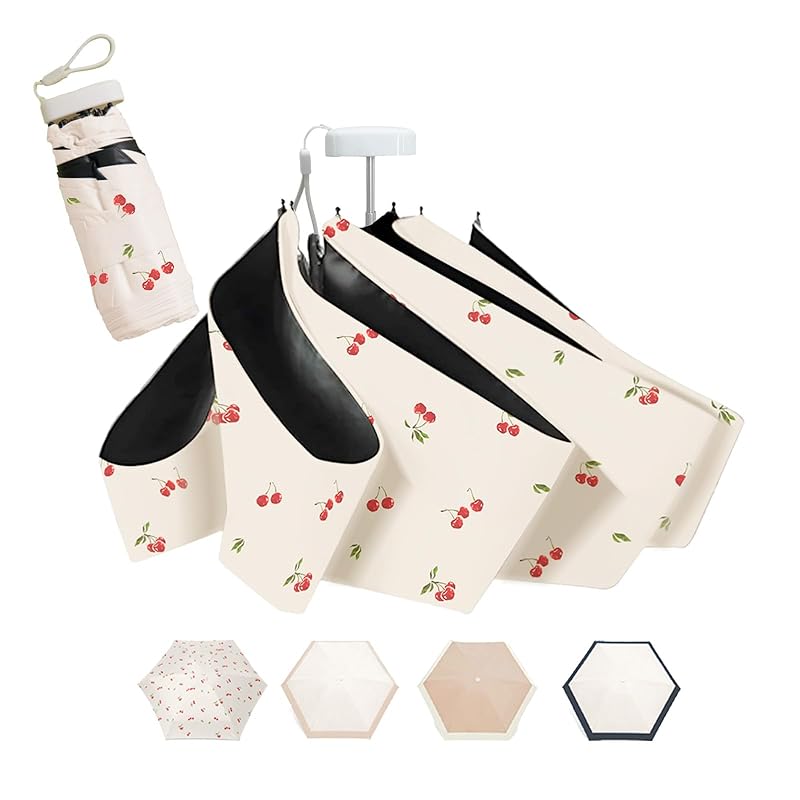 

[Folding umbrella that heralds spring 2025 x pouch with hook] Parasol For both rain and shine lightweight Compact [99.9% complete blackout] Foldable