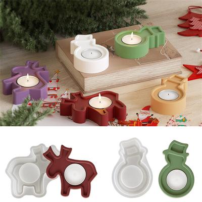 Candlestick Silicone Mold Candle Stand Mould Christmas Themed Candle Holder Gypsum Molds Home Decorations Mould