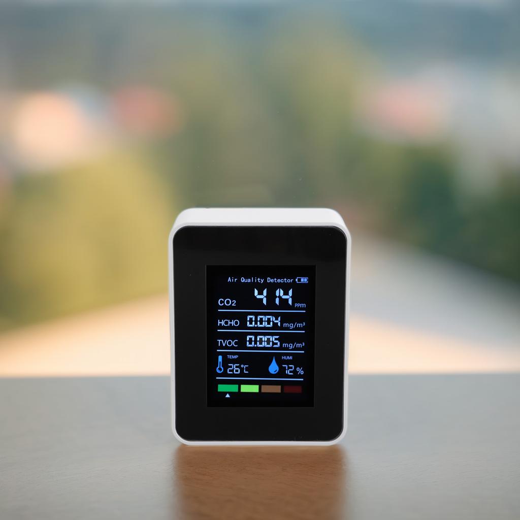 Portable   Quality Detector CO2 TVOC HCHO Humidity Temperature 5 In 1 Multifunctional Indoor   Quality Tester Meter
