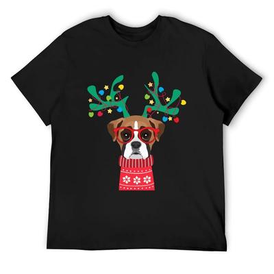 Boxer Funny Holiday Xmas Christmas T-Shirt Oversized Vintage Graphic Tee Hippie Clothes Shirts Men Graphic