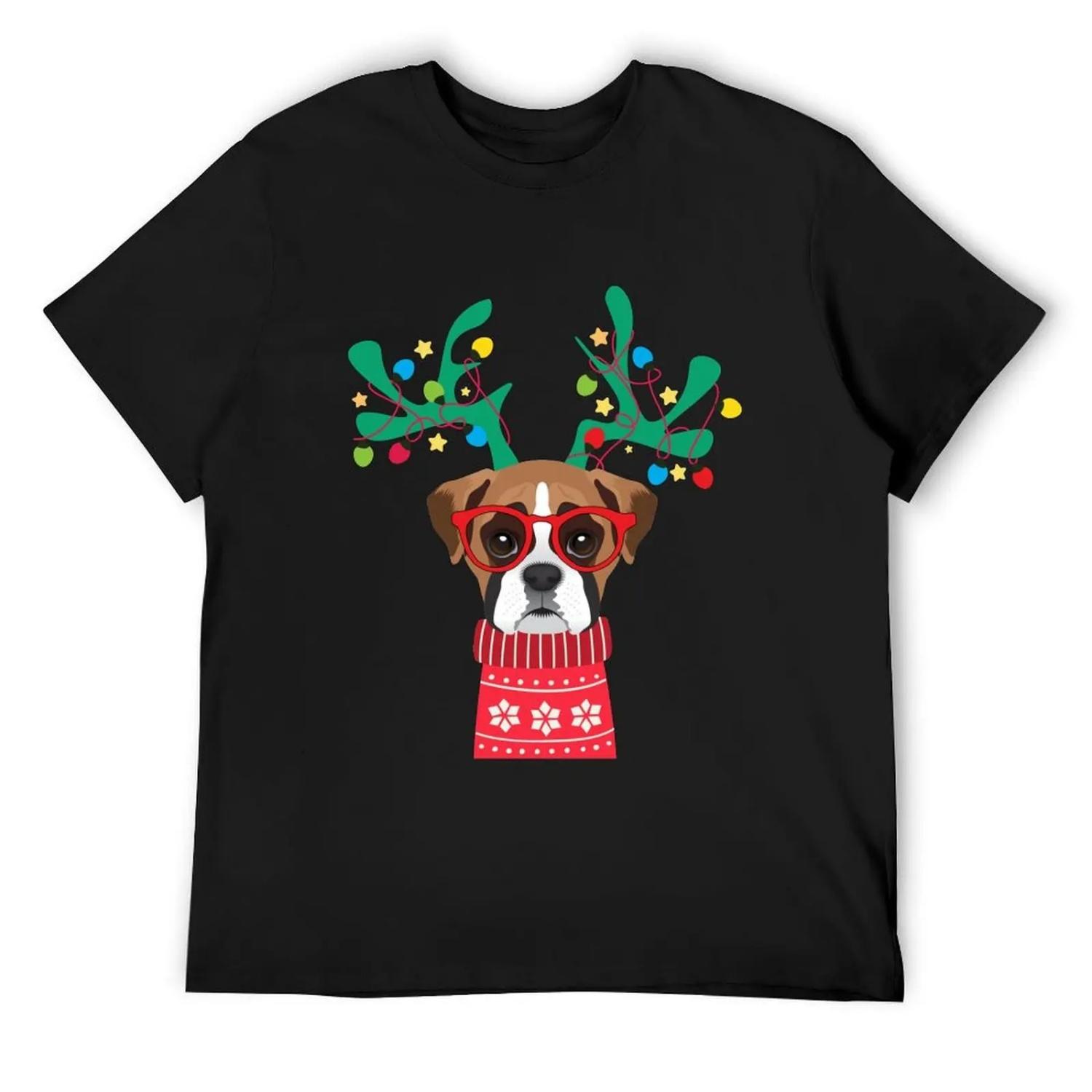 

Boxer Funny Holiday Xmas Christmas T-Shirt oversized vintage graphic tee hippie clothes shirts men graphic XXXXXL чорний