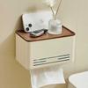 Walnut&Beech bathroomWaterproof Wall Mount Toilet Paper Holder Shelf Toilet Roll Paper Tube Storage Rack Storage Box Tray Rack