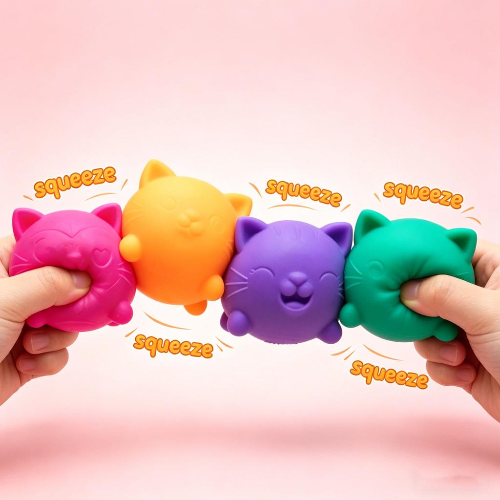 Needoh Cute Cat Maltose Squishy Toys Slow Rise Stress Relief Ball Sensory Fidget Toys For Adult Kids Anti-Anxiety Sensory Toys