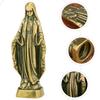Miniature Maria Statue Virgin Mary Brass Ornament Study Room Desk Decoration