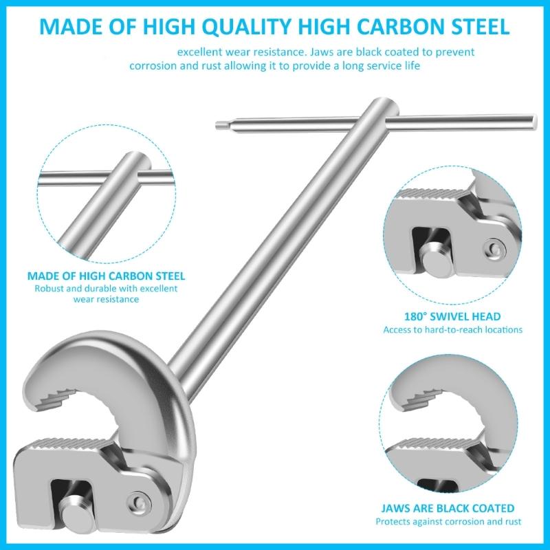 Chiave per Tubi Multifunzionale Manico Ergonomico Strumento Idraulico per Bagno Cucina Manutenzione Installazioni Quotidiane in Casa
