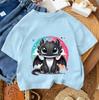 Toothless Kids Short Sleeve T Shirt Boys Girls Dragon Cartoon Polyester Summer Casual Top