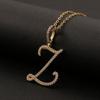 Zircon-Inlaid Cursive Alphabet Pendant Necklace - Unisex Hip Hop Style