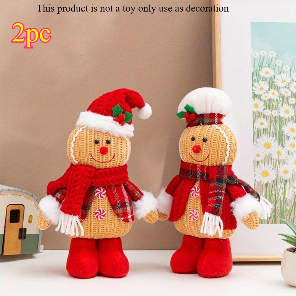 

2pcs Classic Gingerbread for Man Hat and Scarf Ornament - Holiday Christmas Decoration, Fabric Material Multi-functional Room Dé