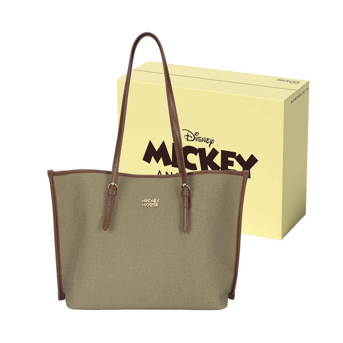

New Disney Mickey Series Synthetic Leather Tote One Shoulder Handbag Regular Women s Brown DHF41131-A 31.0*11.4*26.9CM