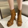 Ankle Square Heel Modern Boots Winter Square Toe Ladies Shoes On Sale 2024 Fashion Super High Heel Butterfly-knot Women's Boots