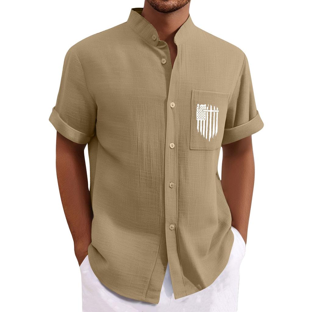 Men'S Casual Loose Short Sleeved Printed Shirt With Fashionable Top