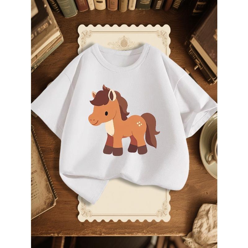 European sizes Girls  Stylish Round Neck T-Shirt 110 белый