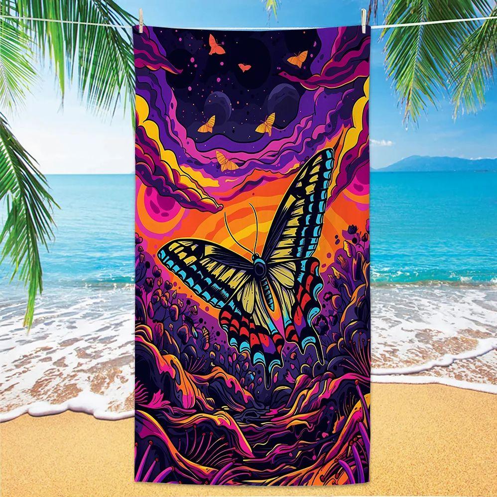 

Butterfly Beach Towel, Digital Printing Thin Quick-Dry Anti-Sand Microfiber Lightweight for Swim, Yoga, Travel, Gym, Gift W40*H60(CM)